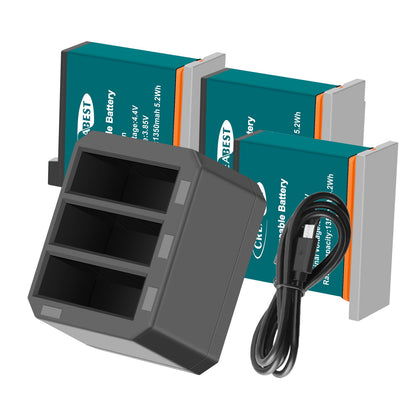 3x 1350mAh Battery+3 Channel Fast Charger USB For DJI Osmo AB1 P01 PT1 Action