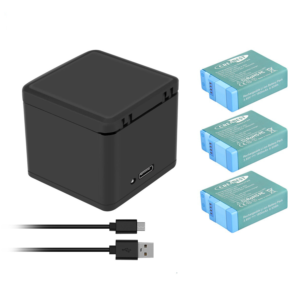 3x AHDBT-901 1800mAh Battery For GoPro Hero9 Hero10 11 Black ADBAT-001 +Charger
