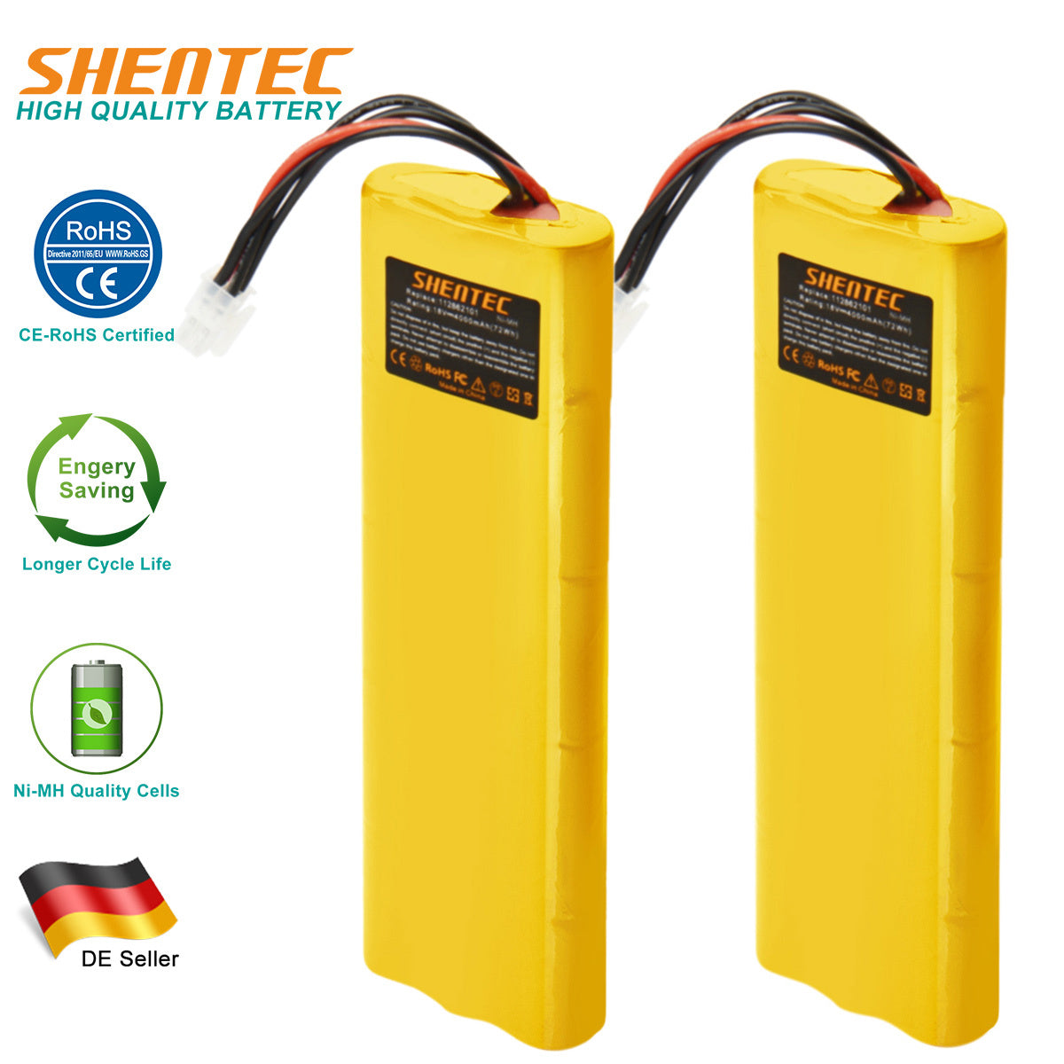 SHENTEC 2x 4000mAh 18V Ni-MH Battery For Husqvarna Automobil 210C 220AC 230ACX G2 2004-2006