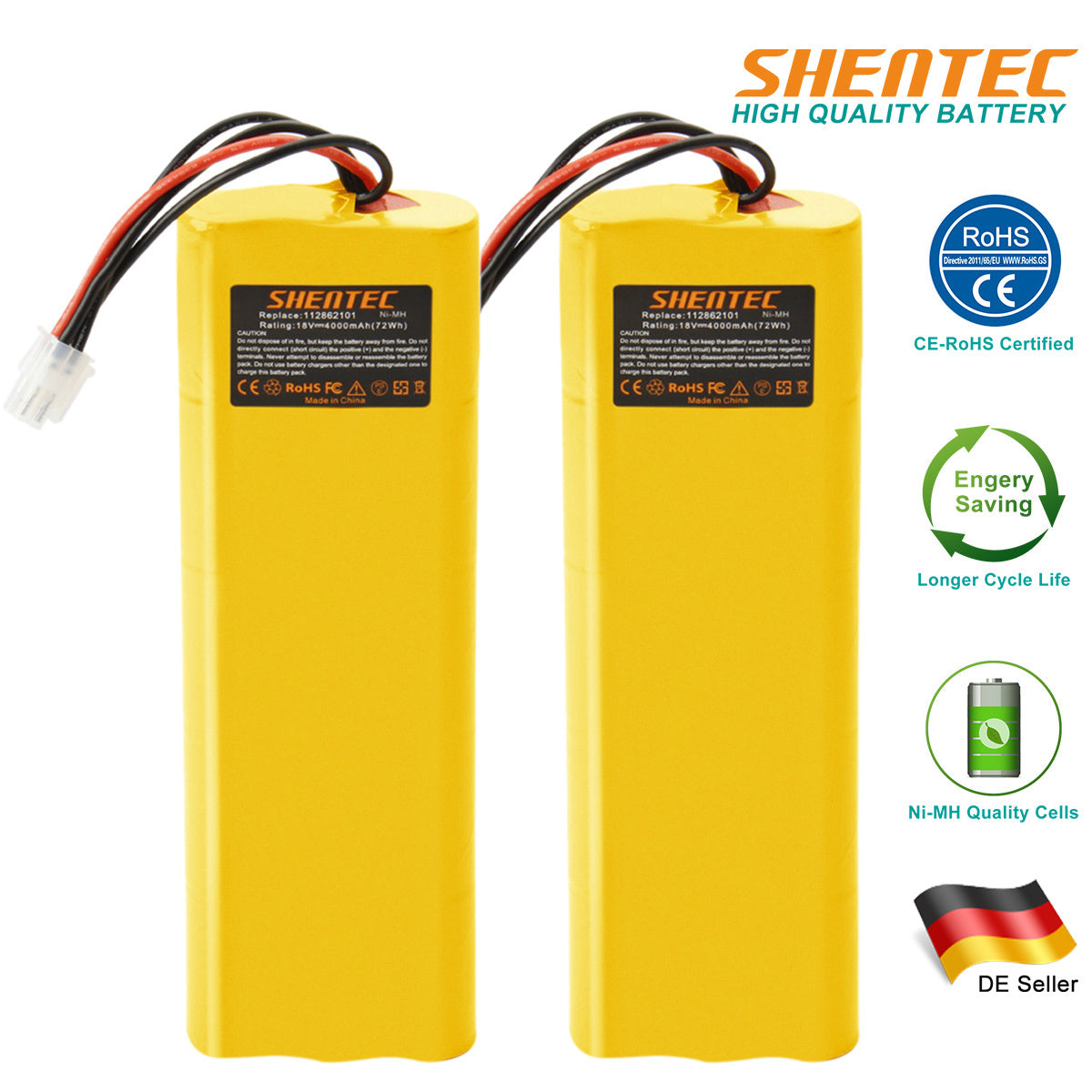 SHENTEC 2x 4000mAh 18V Ni-MH Battery For Husqvarna Automobil 210C 220AC 230ACX G2 2004-2006