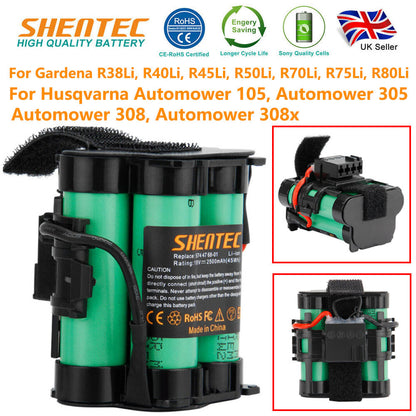 SHENTEC 18V 2500mAh Li-Ion Battery for Husqvarna Automower 105 Gardena R38Li R40Li R45Li