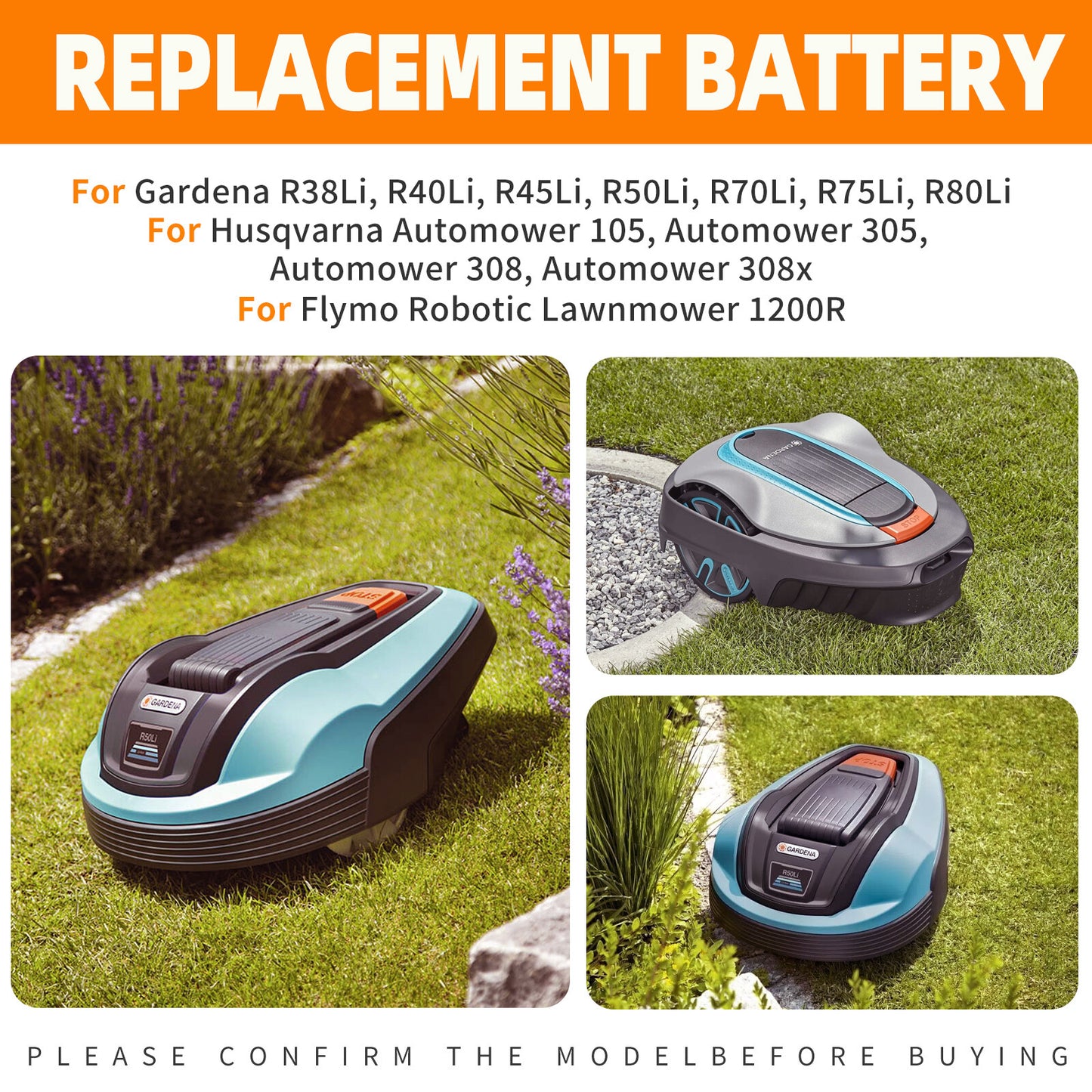 SHENTEC 18V 2500mAh Li-Ion Battery for Husqvarna Automower 105 Gardena R38Li R40Li R45Li