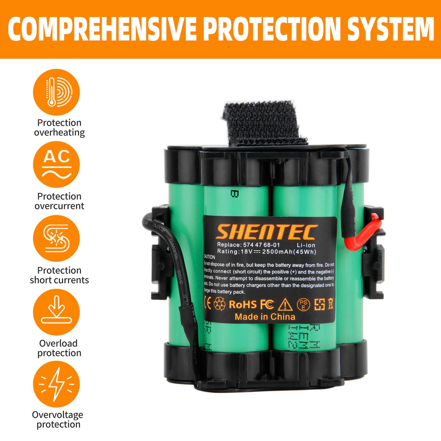 SHENTEC 18V 2500mAh Li-Ion Battery for Husqvarna Automower 105 Gardena R38Li R40Li R45Li