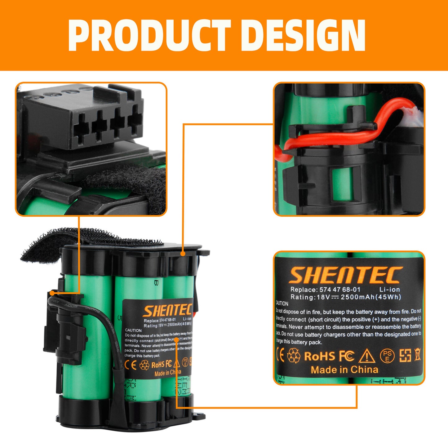 SHENTEC 18V 2500mAh Li-Ion Battery for Husqvarna Automower 105 Gardena R38Li R40Li R45Li
