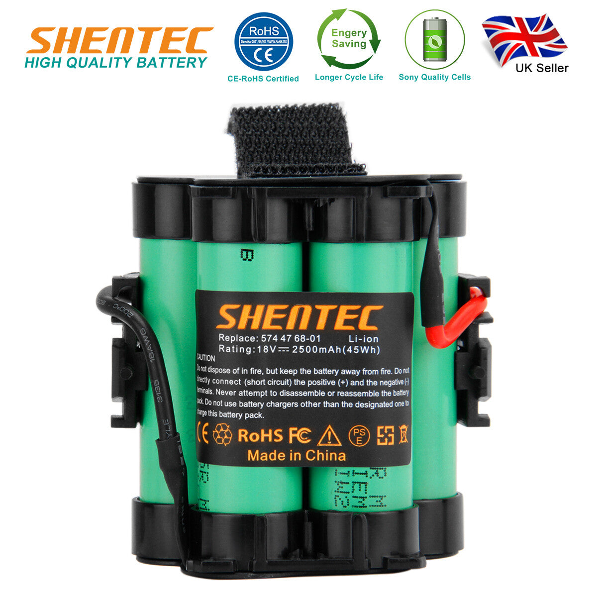 SHENTEC 18V 2500mAh Li-Ion Battery for Husqvarna Automower 105 Gardena R38Li R40Li R45Li