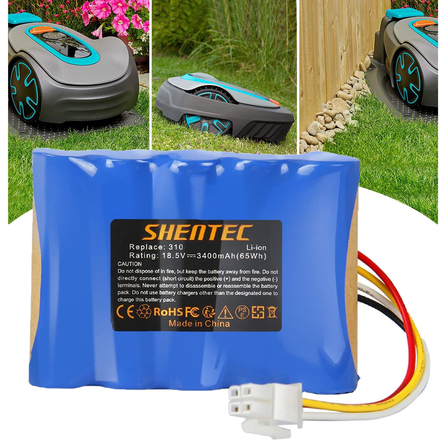 SHENTEC 18.5V 3.4Ah Li-ion Battery For Husqvarna 584 85 28-01 Gardena Sileno R100Li R130L