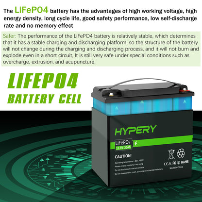 30Ah 12.8V LiFePO4 Lithium Battery BMS Deep Cycle For RV Solar Leisure Off-Grid