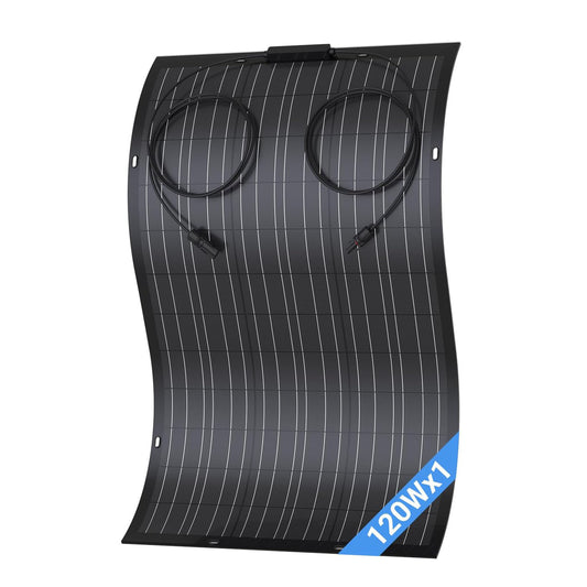 120 W Flexible Solar Panel, 1 x 120 W Balcony Monocrystalline Flexible Solar Module IP67 Solar Cell Photovoltaic Off Grid for Motorhome Car Shed Roof Boat