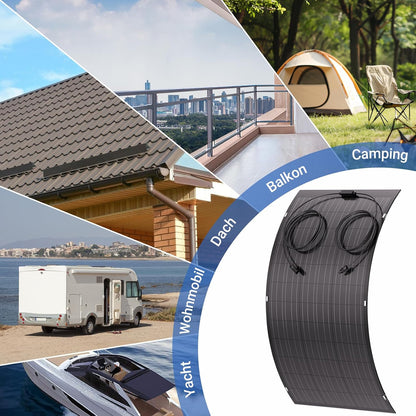 120 W Flexible Solar Panel, 1 x 120 W Balcony Monocrystalline Flexible Solar Module IP67 Solar Cell Photovoltaic Off Grid for Motorhome Car Shed Roof Boat