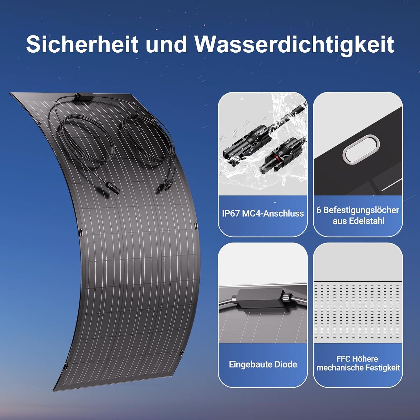 120 W Flexible Solar Panel, 1 x 120 W Balcony Monocrystalline Flexible Solar Module IP67 Solar Cell Photovoltaic Off Grid for Motorhome Car Shed Roof Boat
