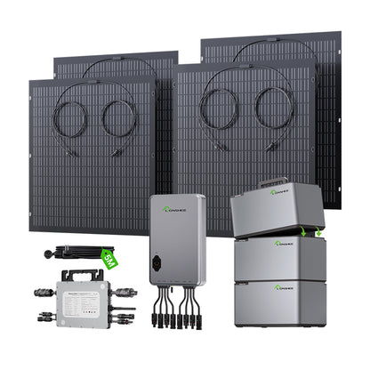 Balcony Power Station 800W Flexible Solar Kit With 4 x 200 W Solar Panel & Inverter 800W,Smart Hub &3 X 1024WH Power Box