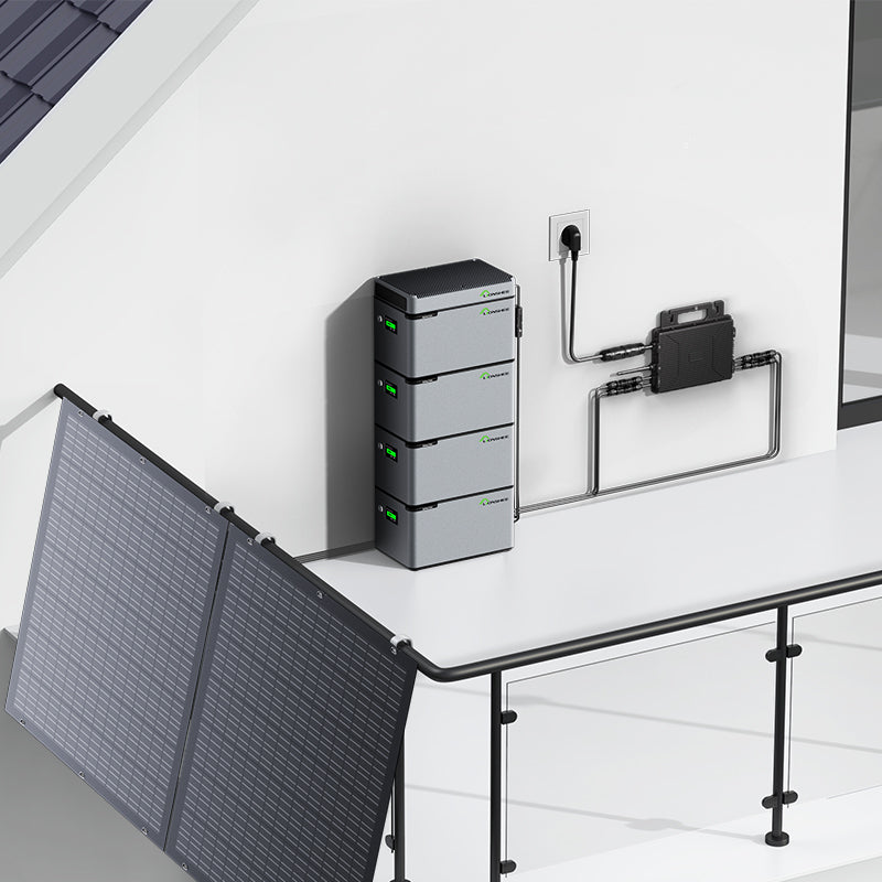 Balcony Power Station 800W Flexible Solar Kit With 4 x 200 W Solar Panel & Inverter 800W,Smart Hub &4 X 1024WH Power Box