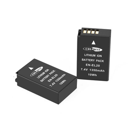 2x 1350mAh EN-EL20 EN-EL20a Battery For Nikon Coolpix P950 P1000 J1 J2+Charger