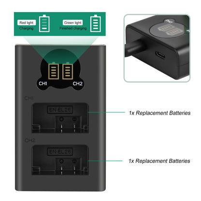 2X EN-EL25 4241 EN-EL25 Battery+LCD Charger For Nikon Z30 Z50 ZFC Z Serie Z50