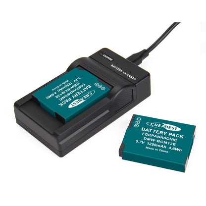 2Pcs DMW-BCM13 1250mAh Battery Charger For Panasonic Lumix DMC-TZ40S ZS50 ZS30W