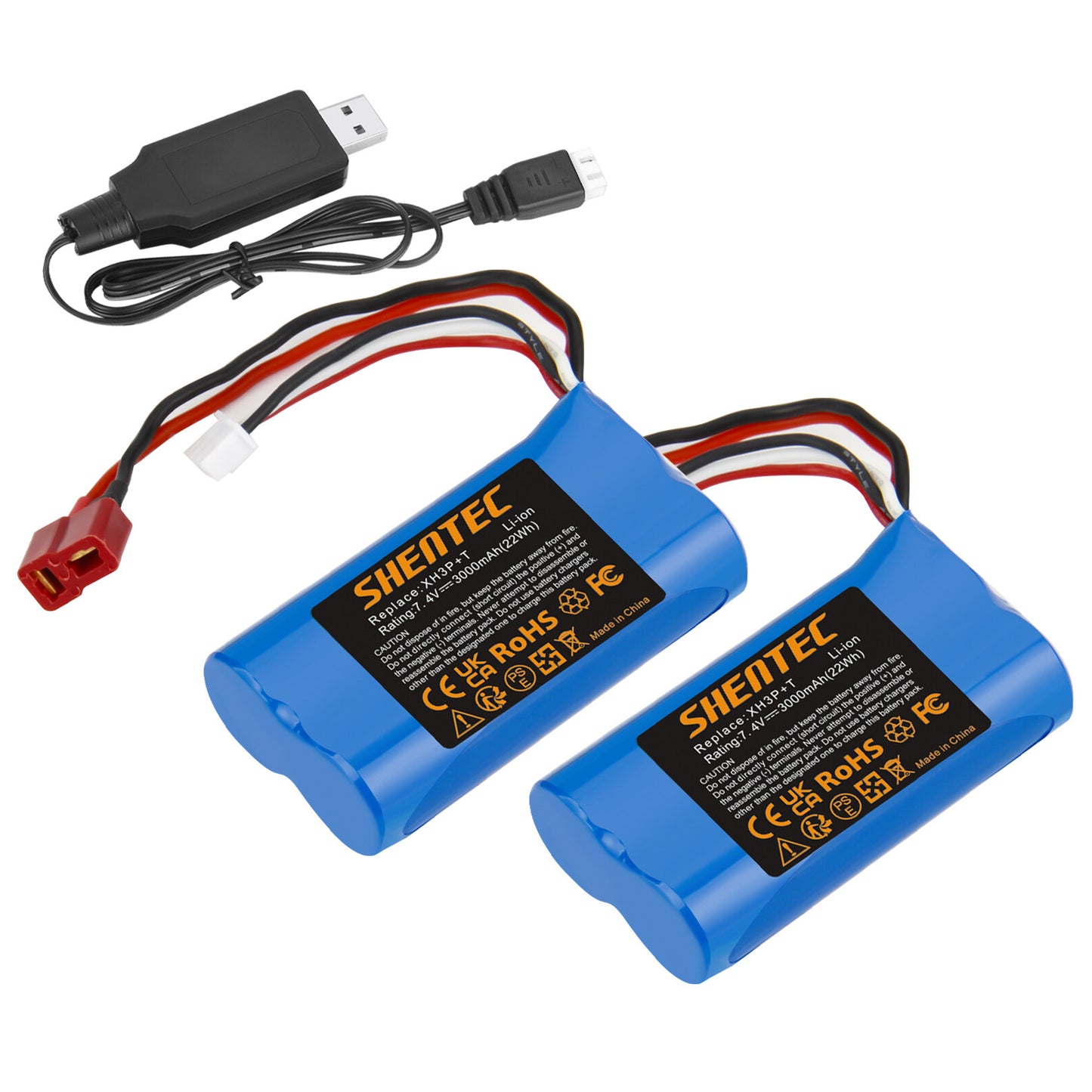 SHENTEC 7.4V 3.0Ah Li-ion battery XH3P+T Plug for WLtoys 12401 12402 12403 RC Car