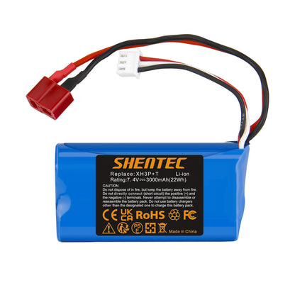 SHENTEC 7.4V 3.0Ah Li-ion battery XH3P+T Plug for WLtoys 12401 12402 12403 RC Car