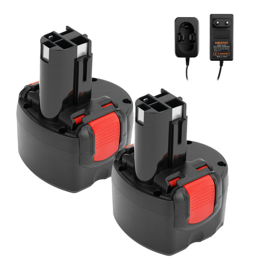 SHENTEC 2x 4500mAh Battery + Charger for Bosch BAT048 BAT100 PSR 960 GSR 9.6 BPT1041