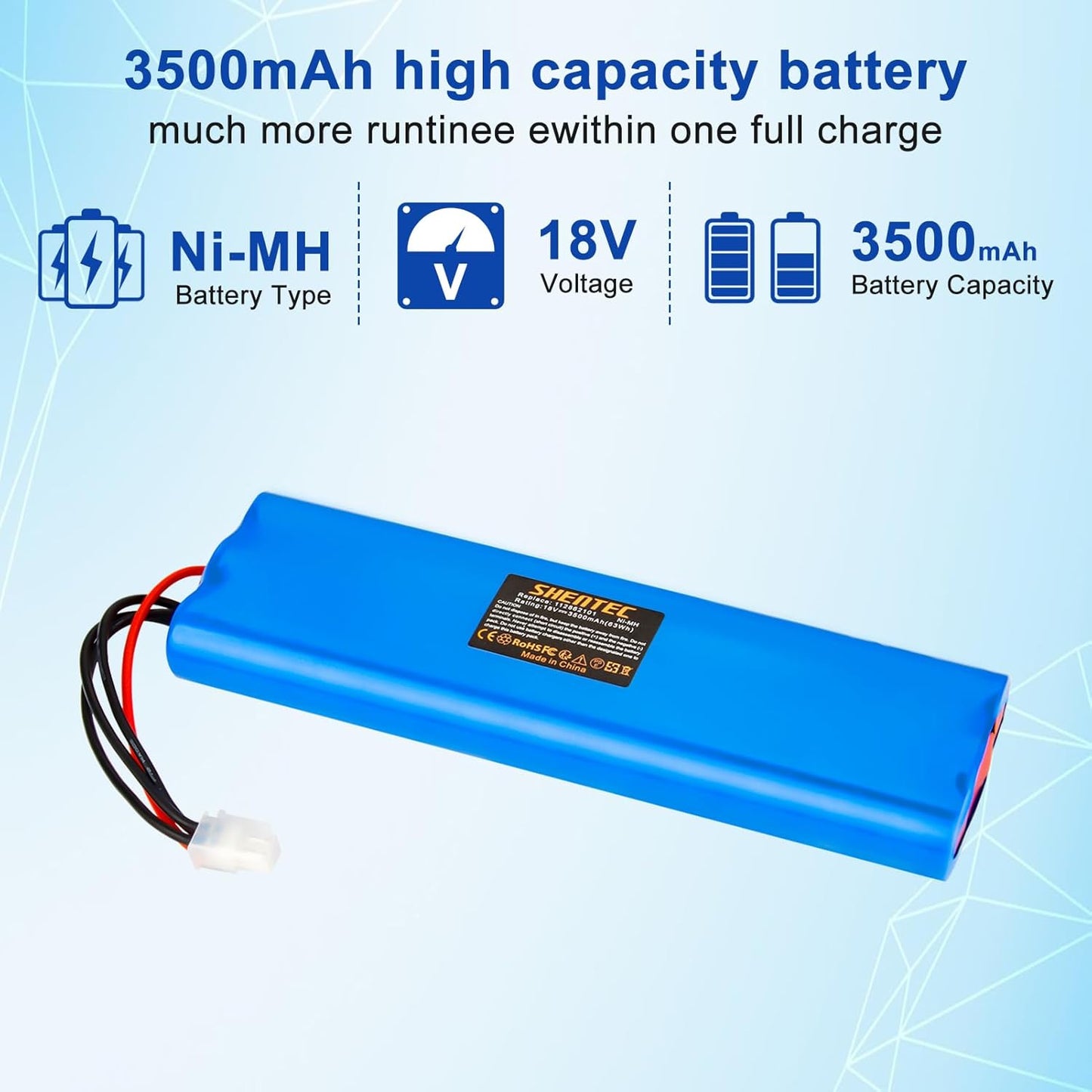 SHENTEC Ni-MH Replacement Lawnmower Battery 18V For Husqvarna Automower 210C, 210AC, 220AC, 230ACX, 260ACX, G2 2004-2006