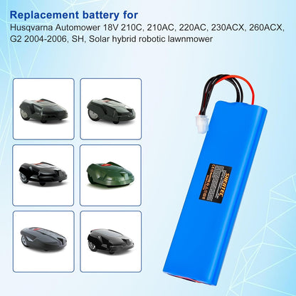 SHENTEC Ni-MH Replacement Lawnmower Battery 18V For Husqvarna Automower 210C, 210AC, 220AC, 230ACX, 260ACX, G2 2004-2006
