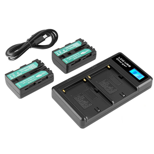 SHENTEC 2x Battery NP-FM500H +Charger For Sony Alpha DSLR/SLT A57 A68 A58 A300K/N A100