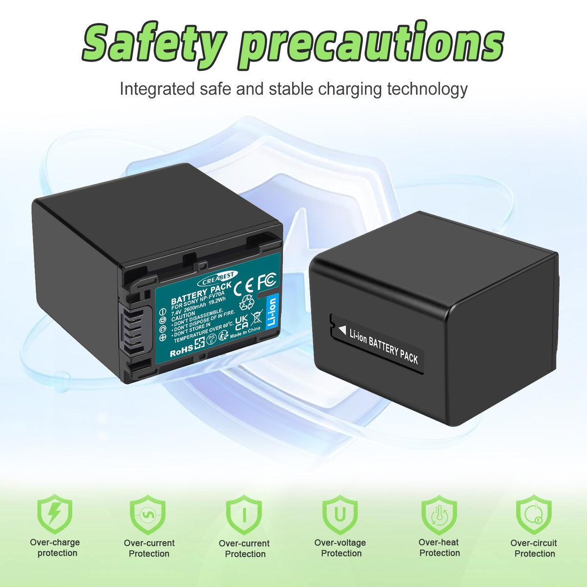 2x NP-FV70 Battery 2.6ah For Sony NP-FV100 NP-FV90 NP-FV50 NP-FV30 NP-FV40 Charger