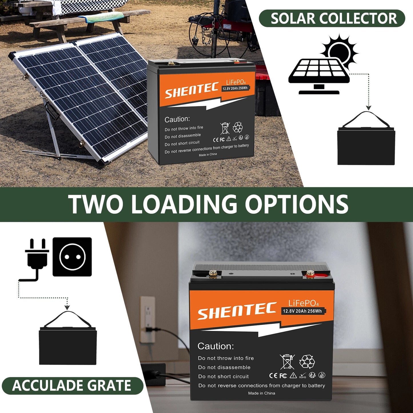 SHENTEC 12V 20Ah Lithium LiFePO4 Rechargeable  Battery For Home RV Boat Solar