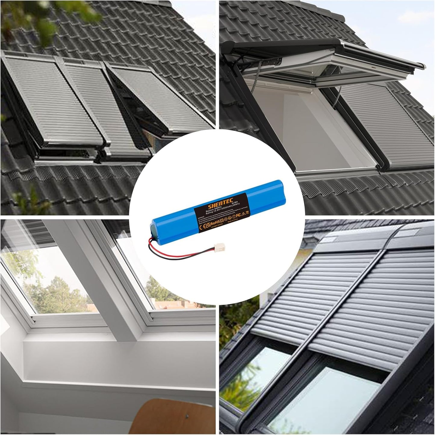 SHENTEC Replacement Battery Roller Shutters Solar for Velux 946933 Roller Shutter Drive, SSL Solar Roller Shutters, Solar Roller Shutters