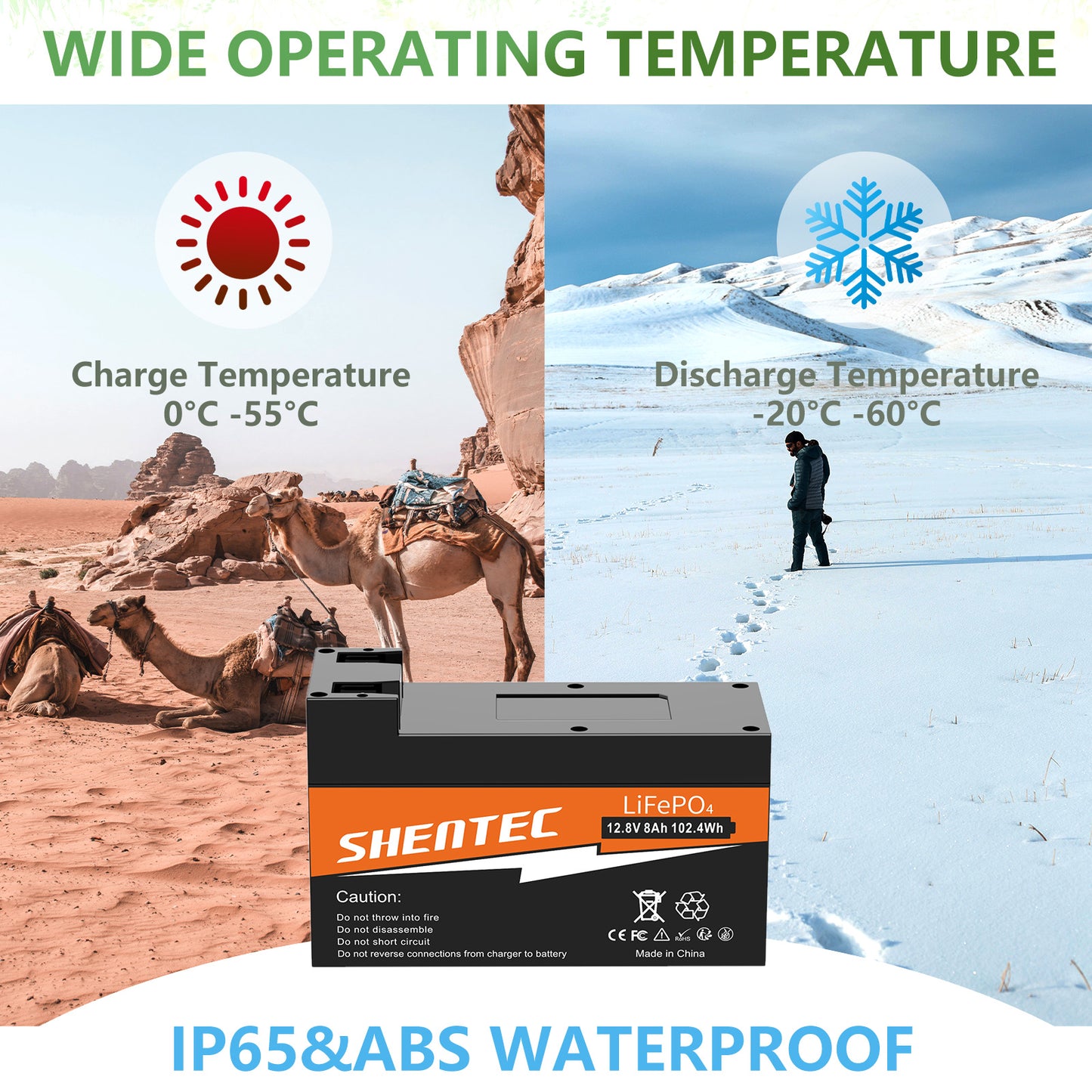 SHENTEC 8Ah 12.8V BMS LiFePO4 Battery for Boat RV Solar Caravan Campers Off-grid Golf