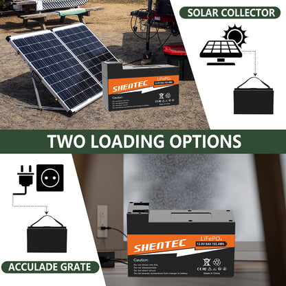 SHENTEC 8Ah 12.8V BMS LiFePO4 Battery for Boat RV Solar Caravan Campers Off-grid Golf