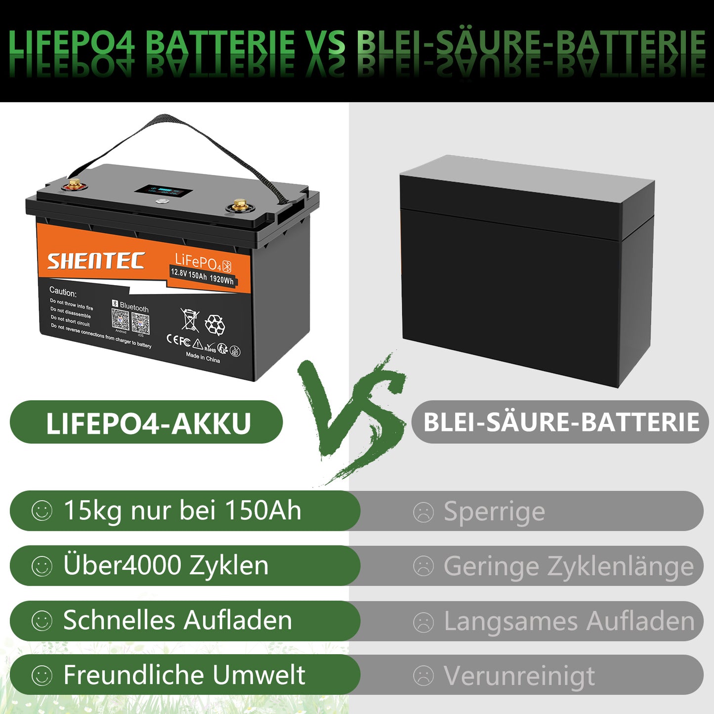 SHENTEC 12/24V 100/150/200/300Ah LiFePO4 Battery With BMS For Solar Boat Off Grid RV