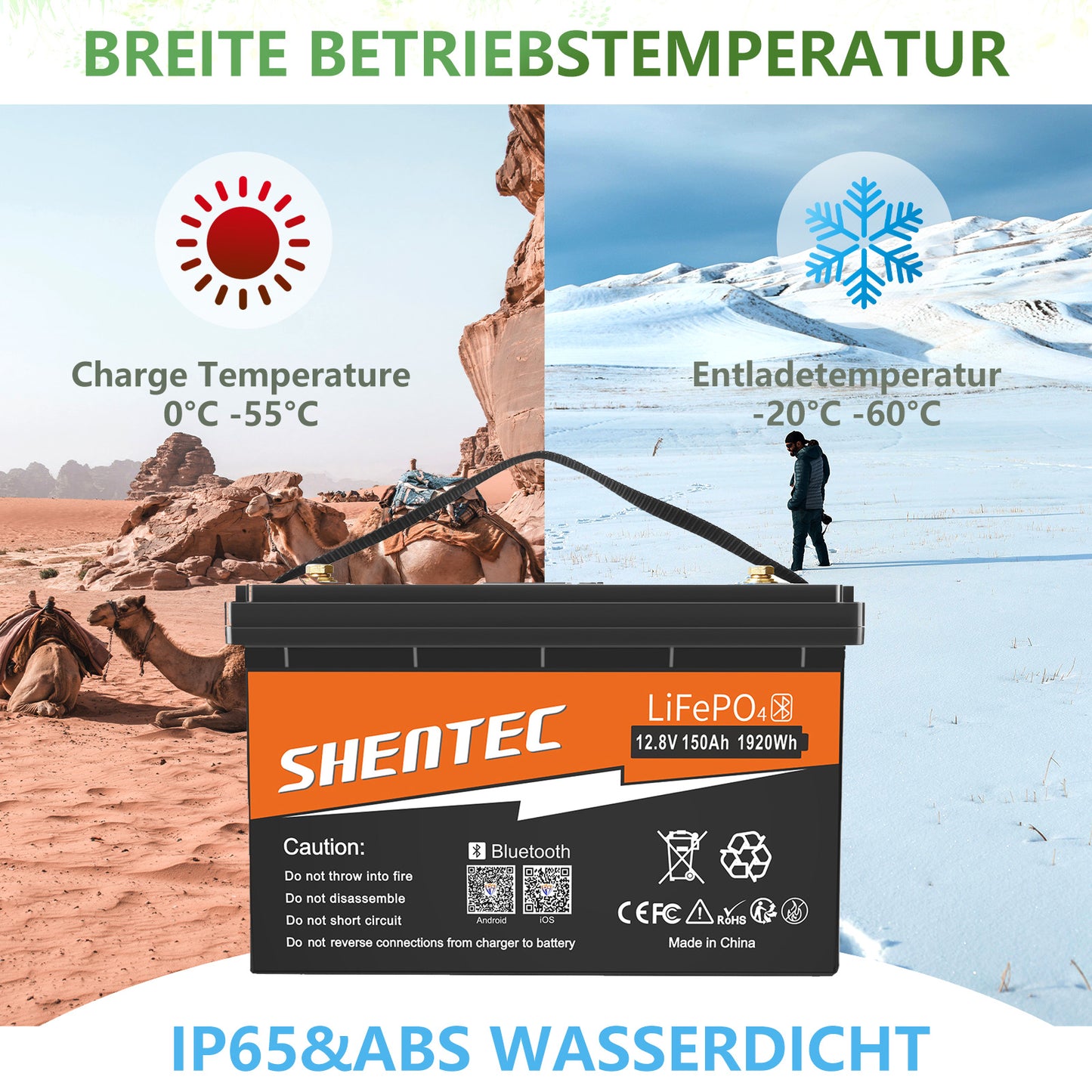 SHENTEC 12/24V 100/150/200/300Ah LiFePO4 Battery With BMS For Solar Boat Off Grid RV