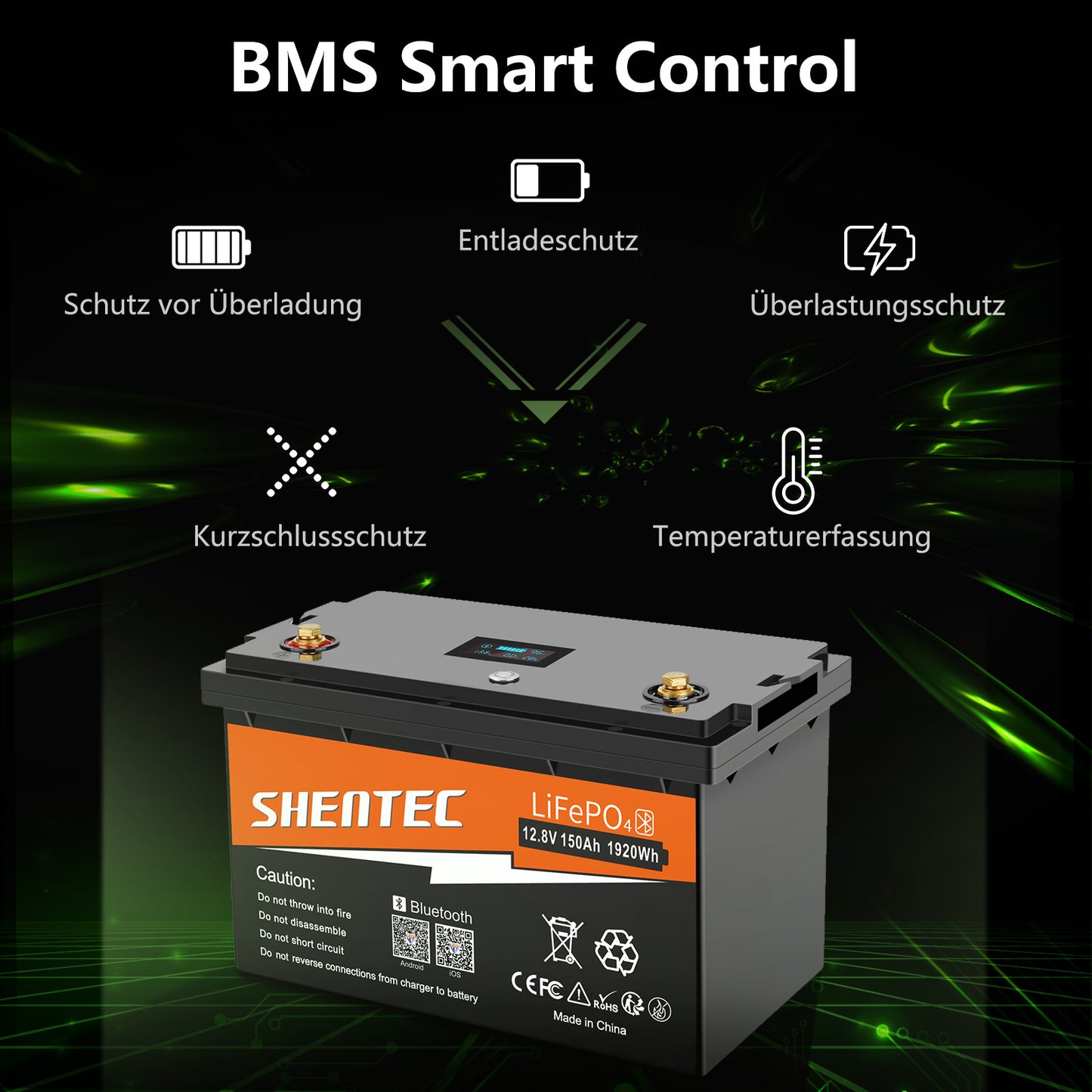 SHENTEC 12/24V 100/150/200/300Ah LiFePO4 Battery With BMS For Solar Boat Off Grid RV