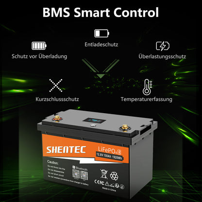 SHENTEC 12/24V 100/150/200/300Ah LiFePO4 Battery With BMS For Solar Boat Off Grid RV