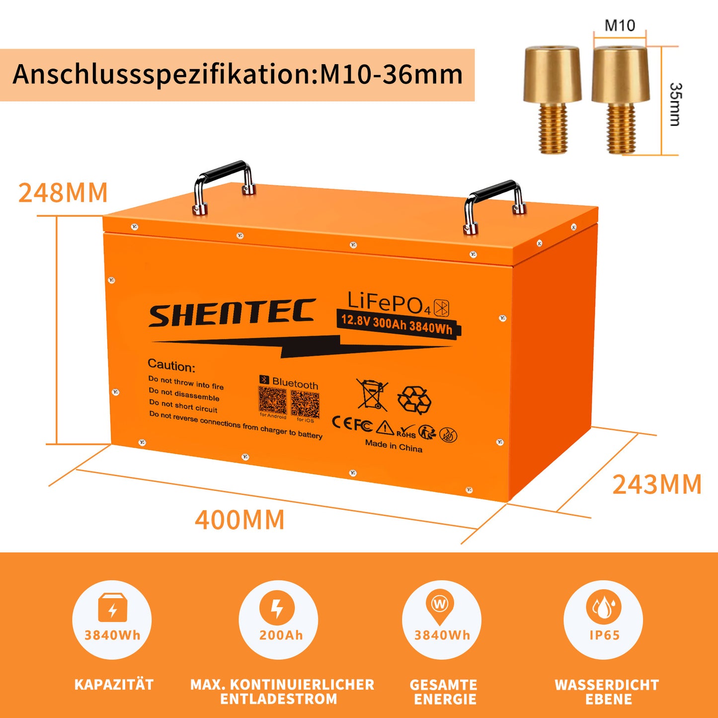 SHENTEC 12/24V 100/150/200/300Ah LiFePO4 Battery With BMS For Solar Boat Off Grid RV
