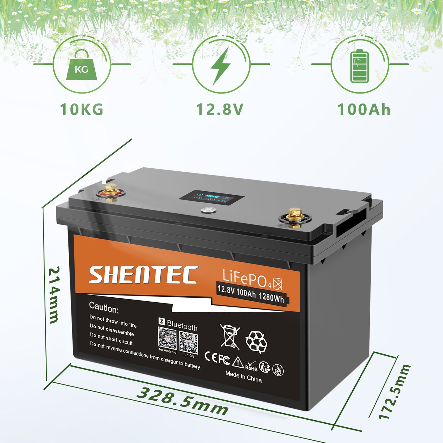 SHENTEC 12/24V 100/150/200/300Ah LiFePO4 Battery With BMS For Solar Boat Off Grid RV