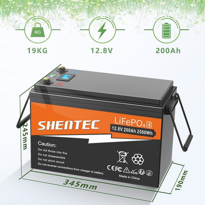 SHENTEC 12/24V 100/150/200/300Ah LiFePO4 Battery With BMS For Solar Boat Off Grid RV