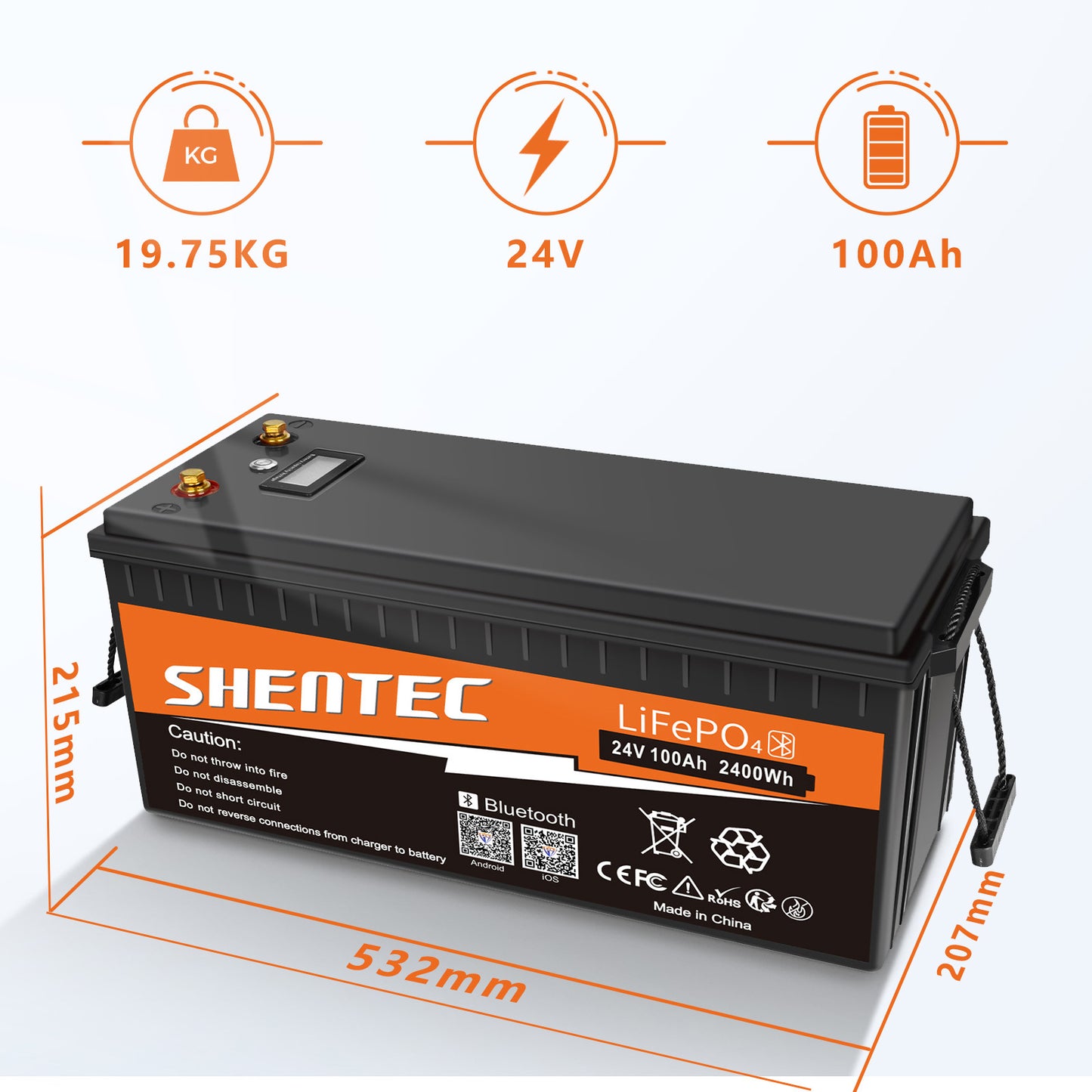 SHENTEC 12/24V 100/150/200/300Ah LiFePO4 Battery With BMS For Solar Boat Off Grid RV
