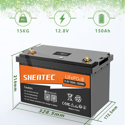 SHENTEC 12/24V 100/150/200/300Ah LiFePO4 Battery With BMS For Solar Boat Off Grid RV