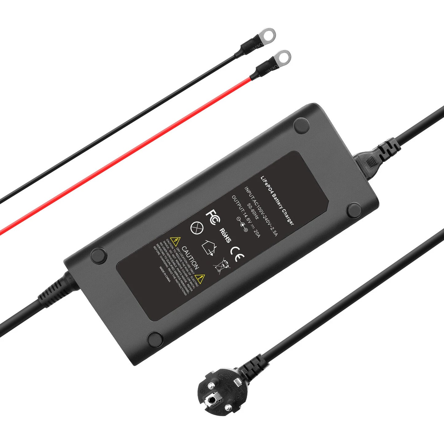 SHENTEC 14.6V 20A LiFePO4 Battery Charger for 12V Lithium Iron Phosphate Batteries with M8 Terminals & Alligator Clips