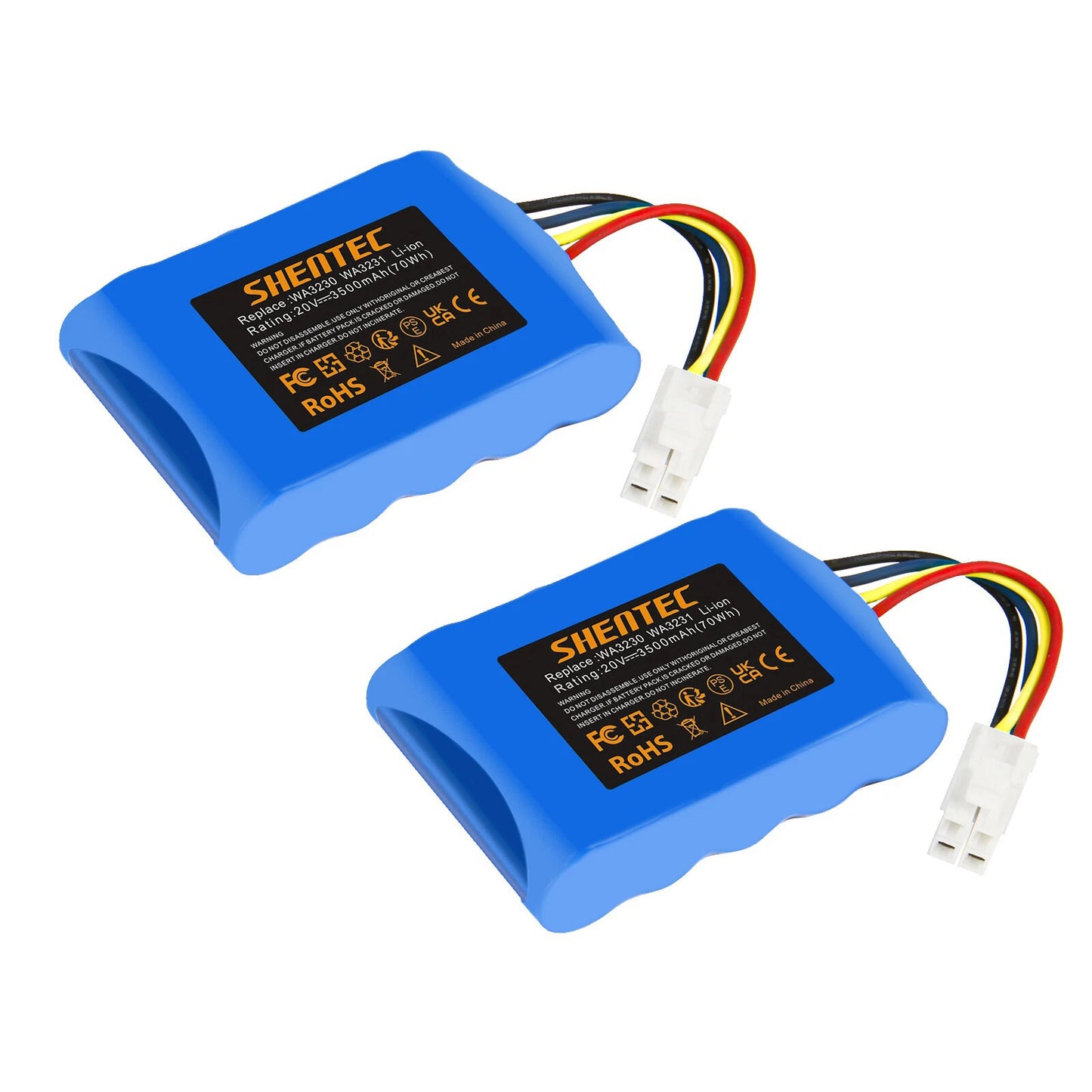 SHENTEC 2x 3500mAh 20V Li-ion Battery For Worx 50032492 50032774 WA3230 WA3231 S500i